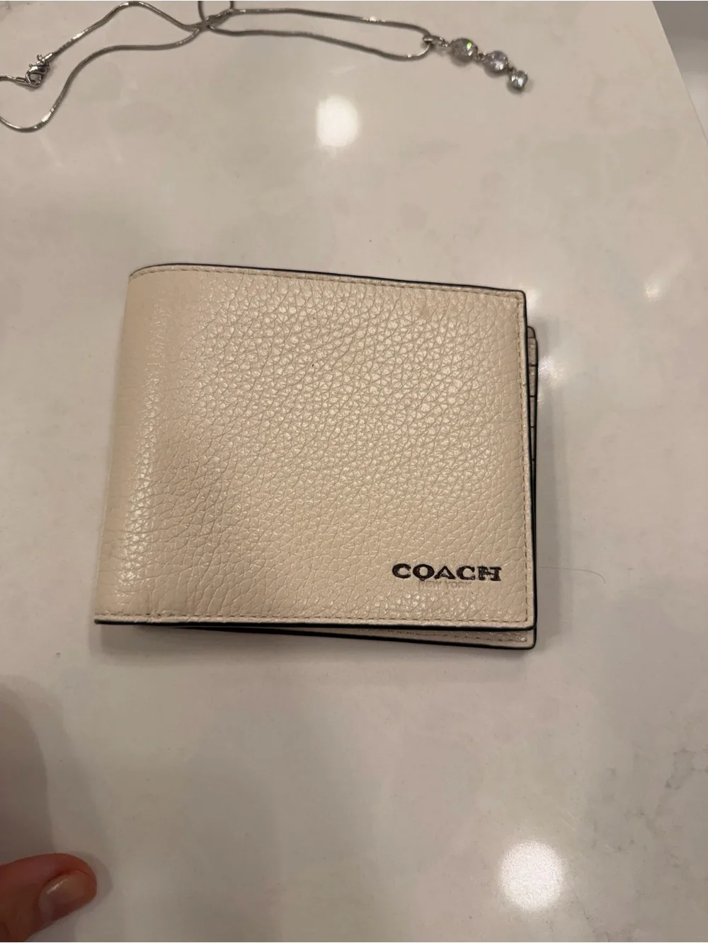 Coach Men’s Pebbled Leather Bifold Wallet — Cream